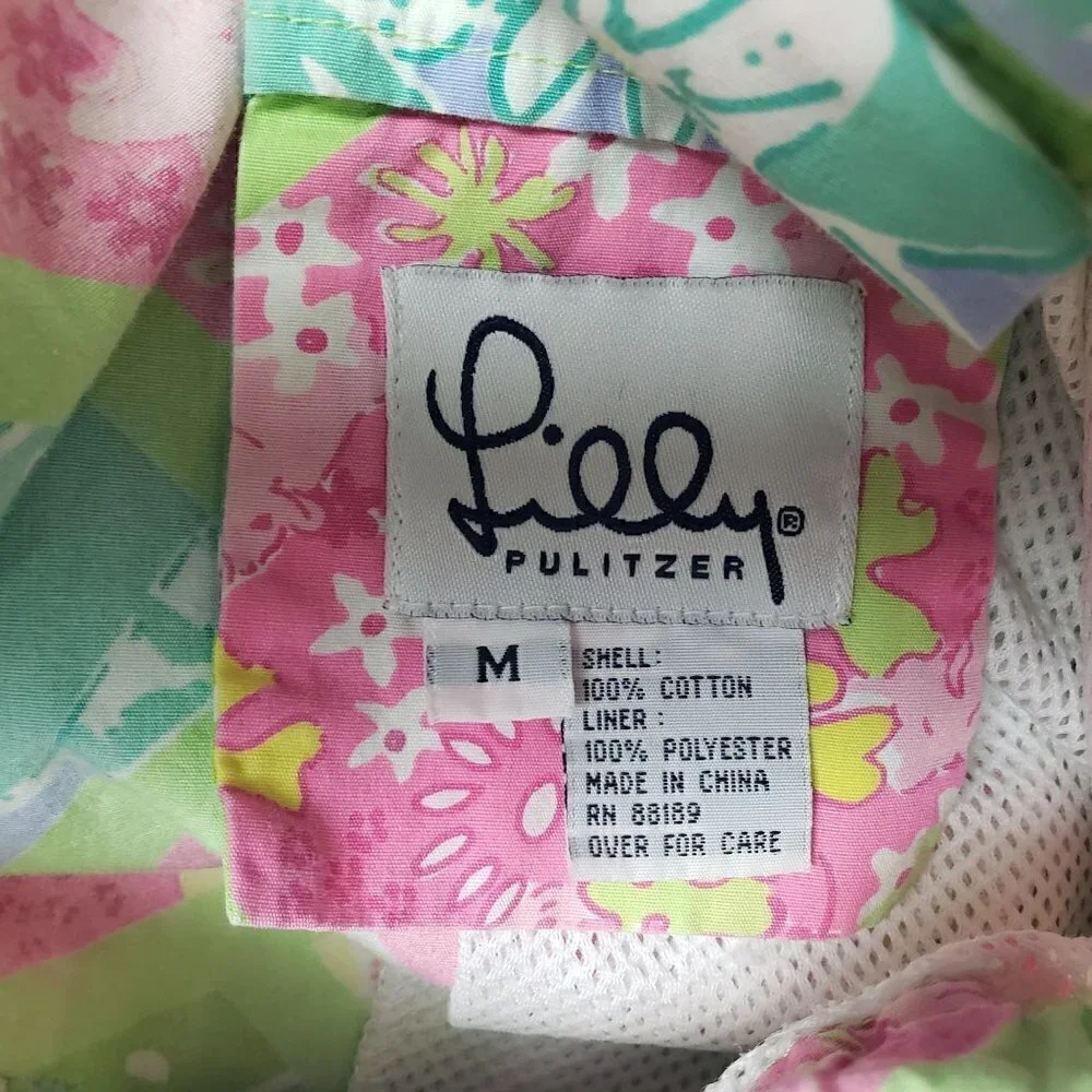 Lilly Pulitzer Shorts Animal Print Cotton High Waisted Vintage 90s Mens Medium